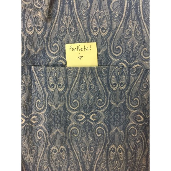 Hearts Of Palm Mens Long Sleeve Top Size 12 Blue Print Button-Up Collared Pocket - Picture 6 of 12